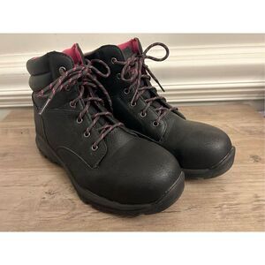 Brahma Bevel Steel Toe Safety Work Black/Pink Boots Women's 9